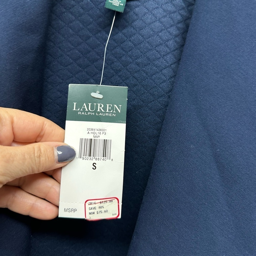 Lauren Ralph Lauren Navy Quilted Open-Front Vest – Size Small (NWT) - Picture 5 of 7